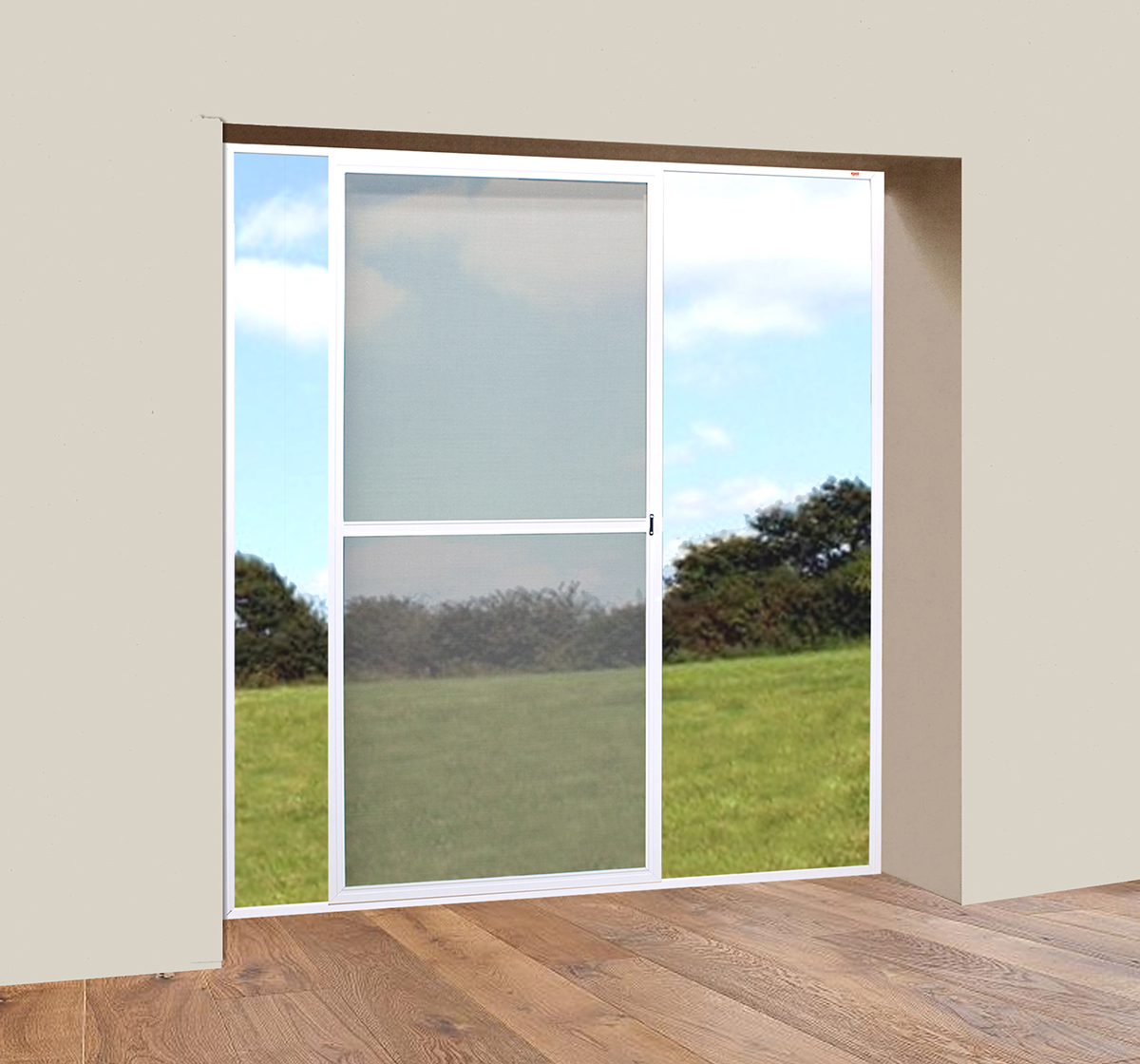 Mosquitera corredissa horitzontal amb marc per portes d'una fulla